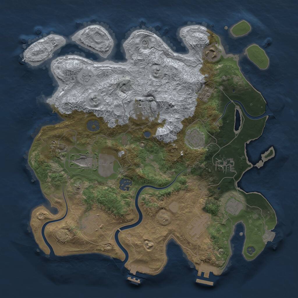 Rust Map: Procedural Map, Size: 3500, Seed: 2080755499, 16 Monuments