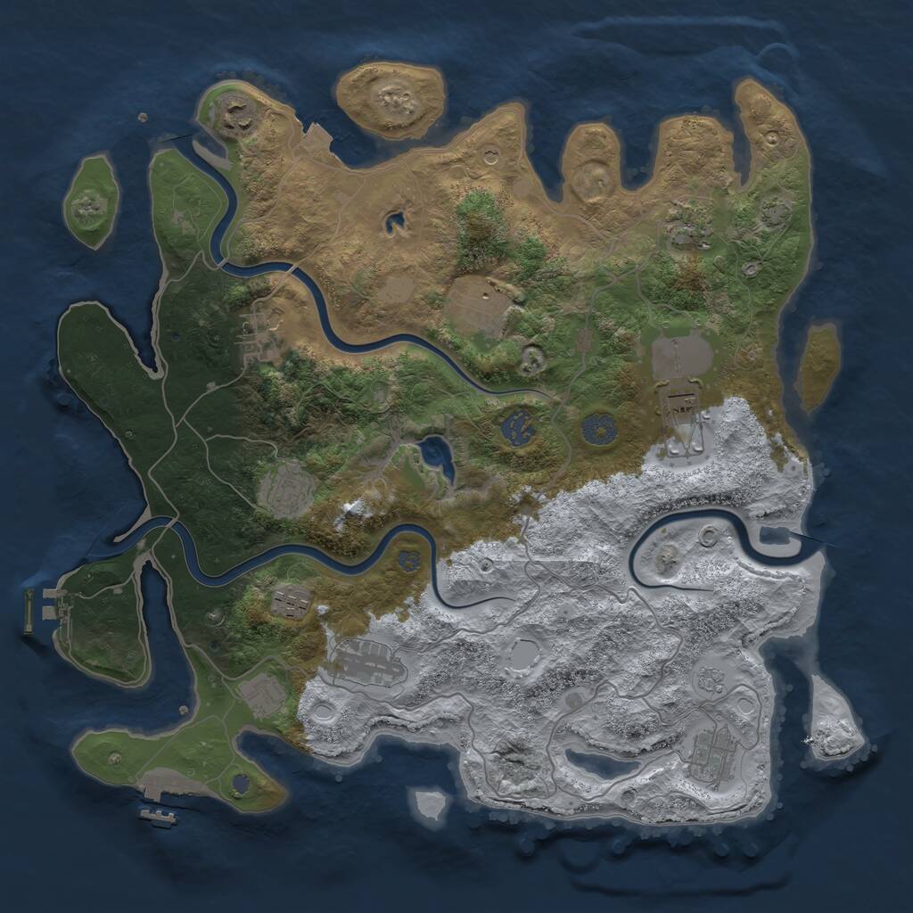 Rust Map: Procedural Map, Size: 4000, Seed: 965939955, 18 Monuments