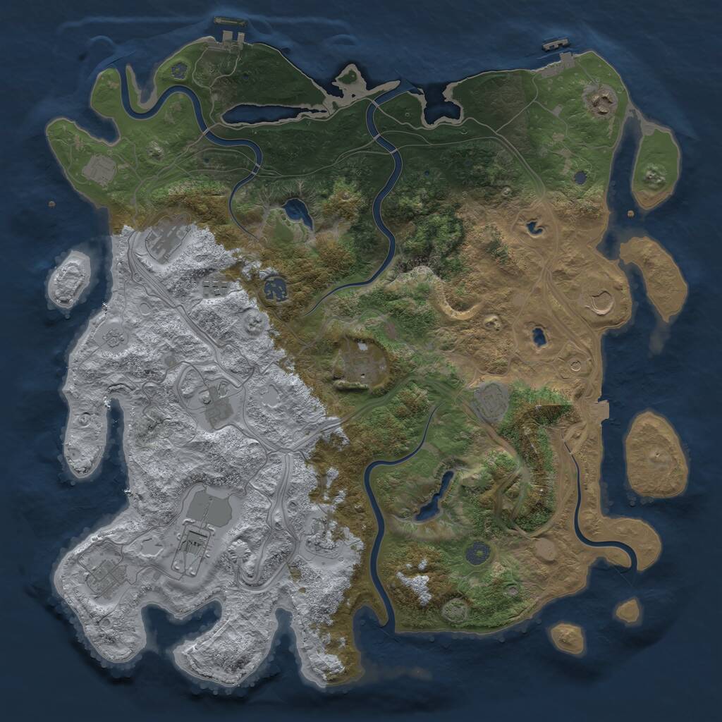 Rust Map: Procedural Map, Size: 4500, Seed: 1716298222, 17 Monuments