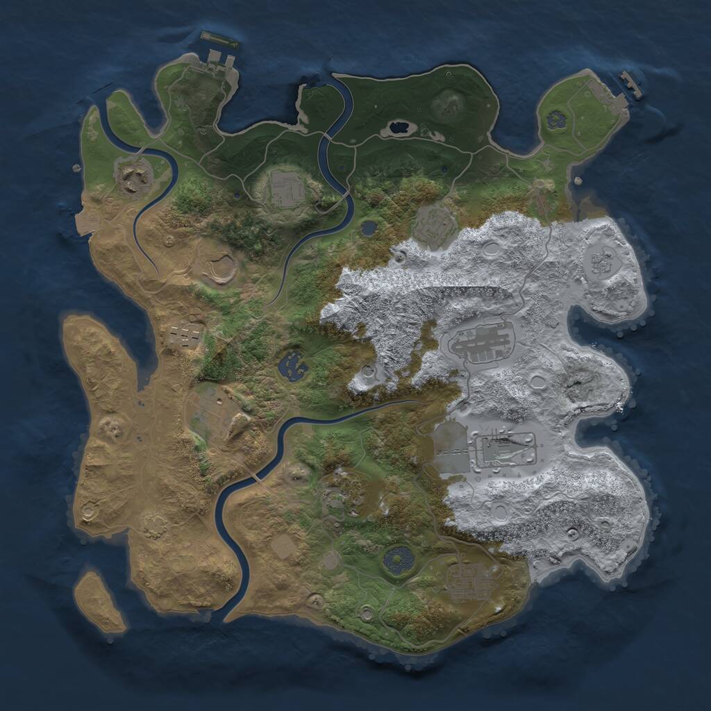 Rust Map: Procedural Map, Size: 3650, Seed: 217110, 18 Monuments