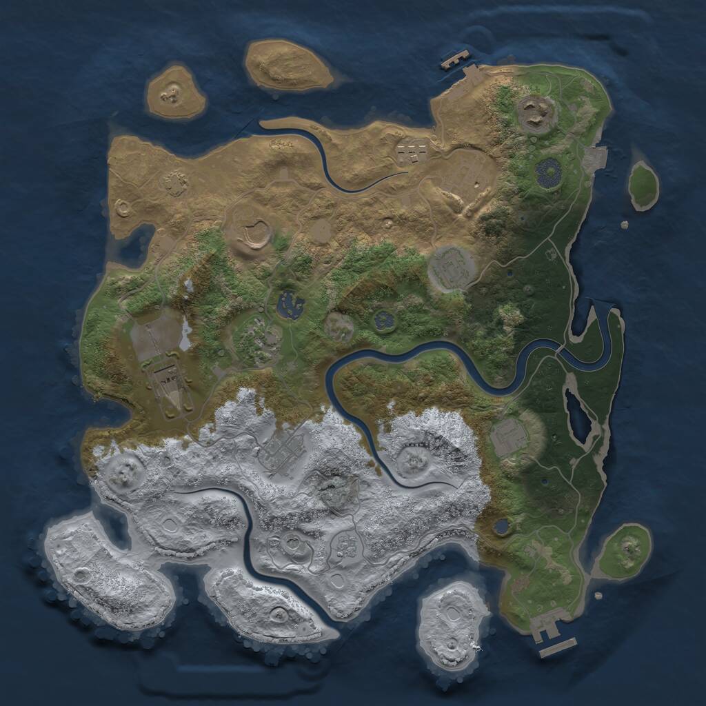Rust Map: Procedural Map, Size: 3700, Seed: 261008938, 15 Monuments
