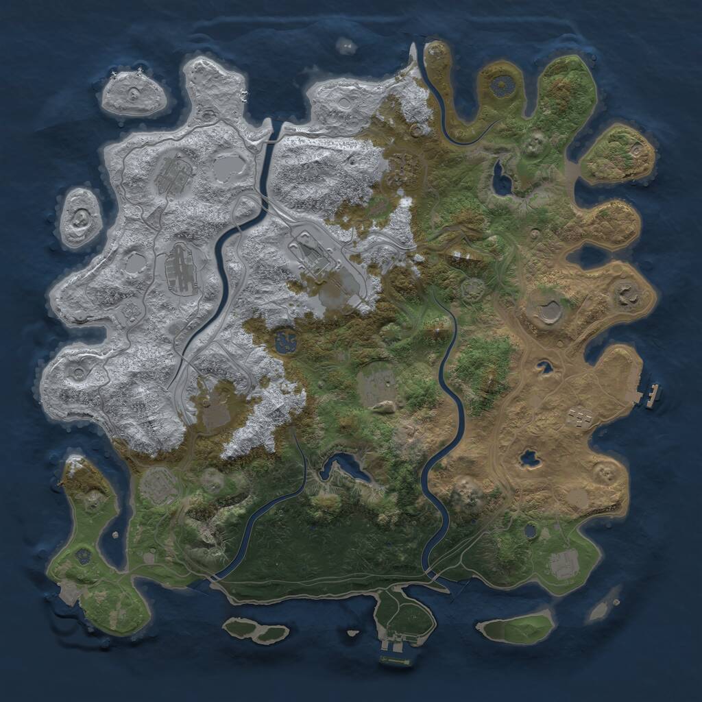 Rust Map: Procedural Map, Size: 4500, Seed: 1125663526, 19 Monuments
