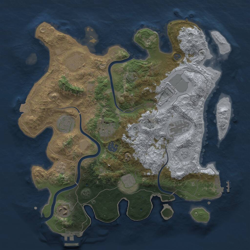 Rust Map: Procedural Map, Size: 3600, Seed: 701022092, 14 Monuments