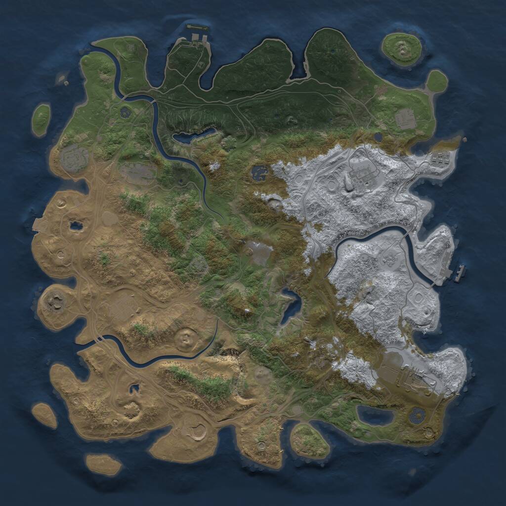 Rust Map: Procedural Map, Size: 4500, Seed: 1883327157, 19 Monuments