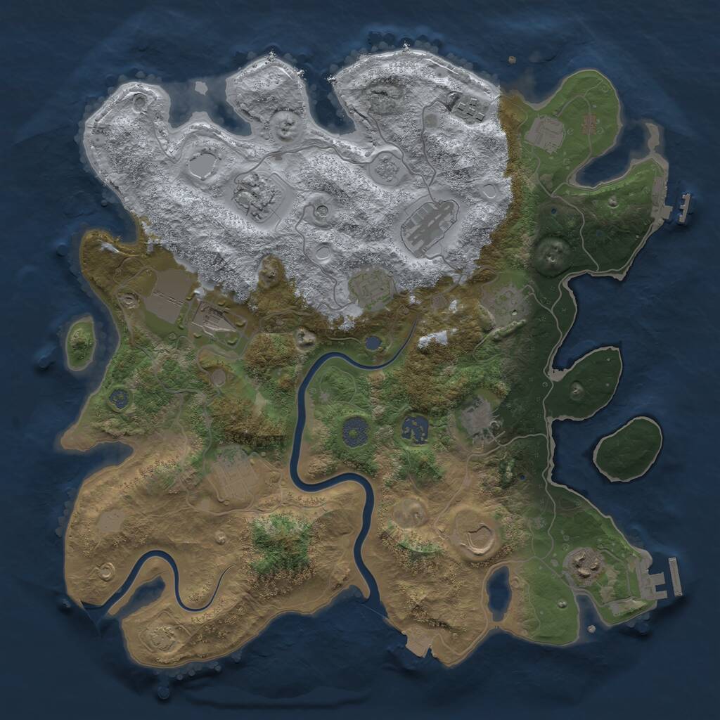 Rust Map: Procedural Map, Size: 3750, Seed: 1933426396, 17 Monuments