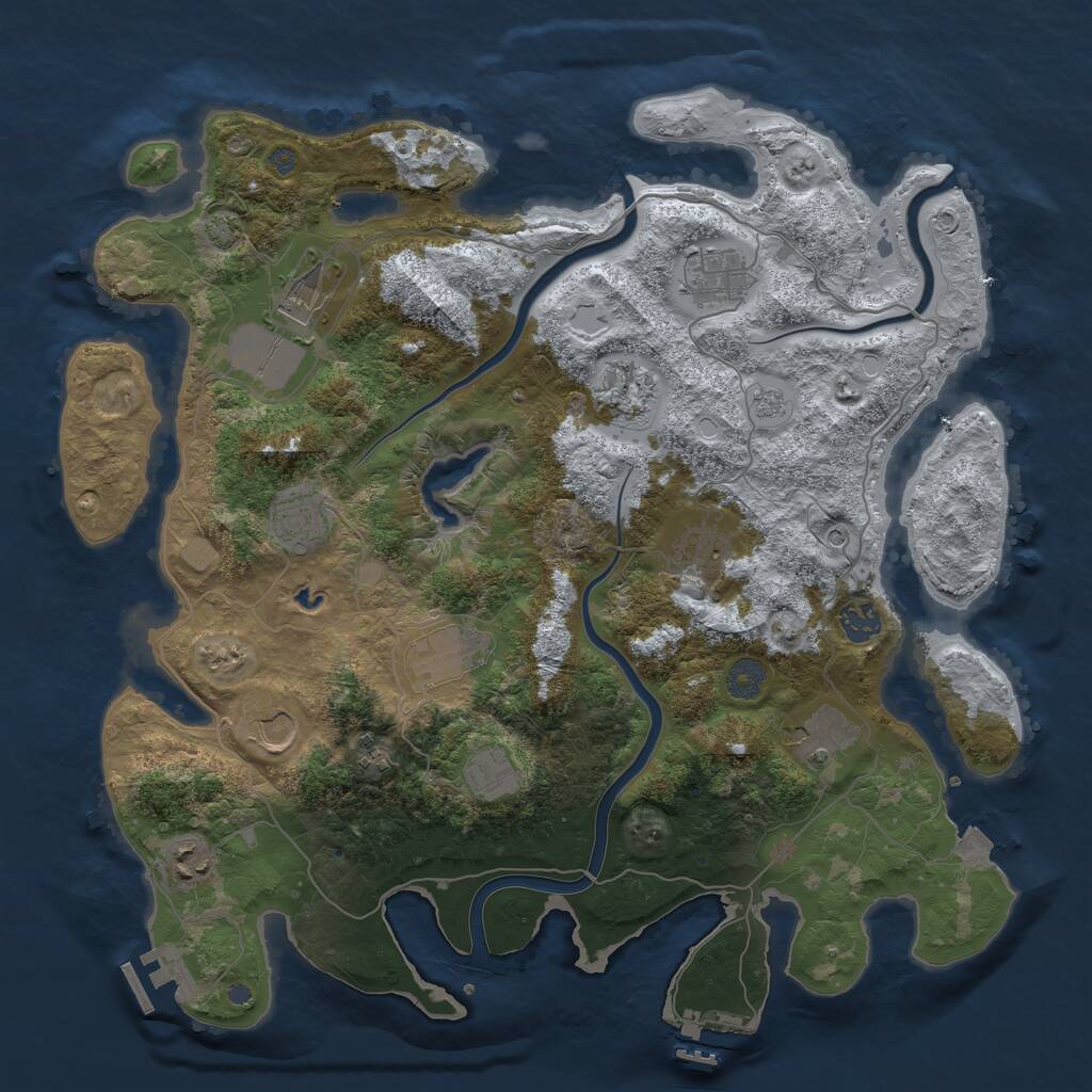 Rust Map: Procedural Map, Size: 4000, Seed: 1829210168, 17 Monuments