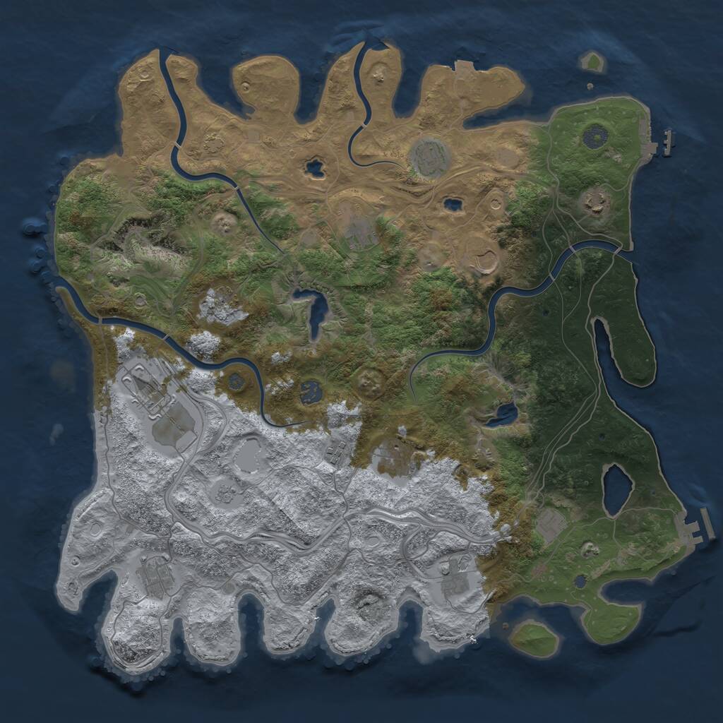 Rust Map: Procedural Map, Size: 4500, Seed: 1590032758, 19 Monuments