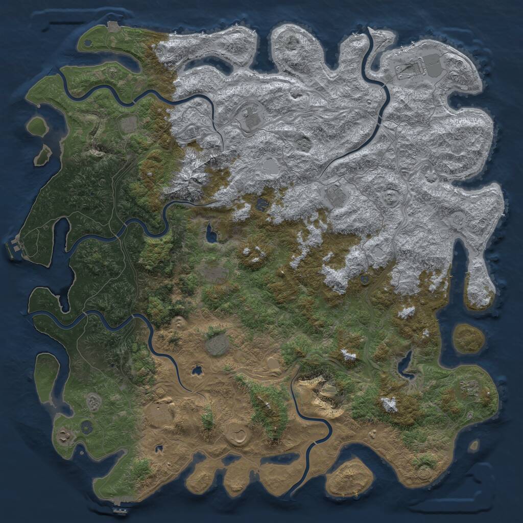 Rust Map: Procedural Map, Size: 6000, Seed: 582557155, 19 Monuments