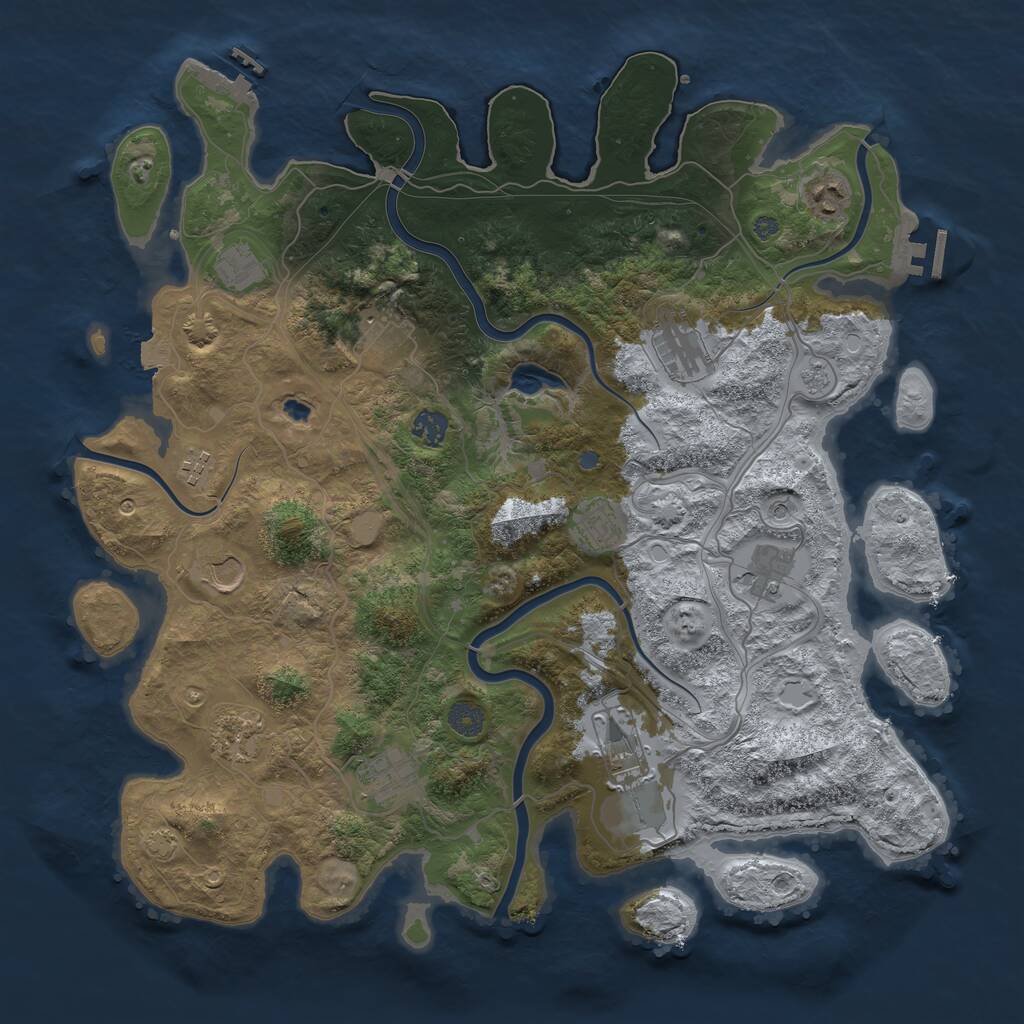 Rust Map: Procedural Map, Size: 4250, Seed: 1289664811, 17 Monuments