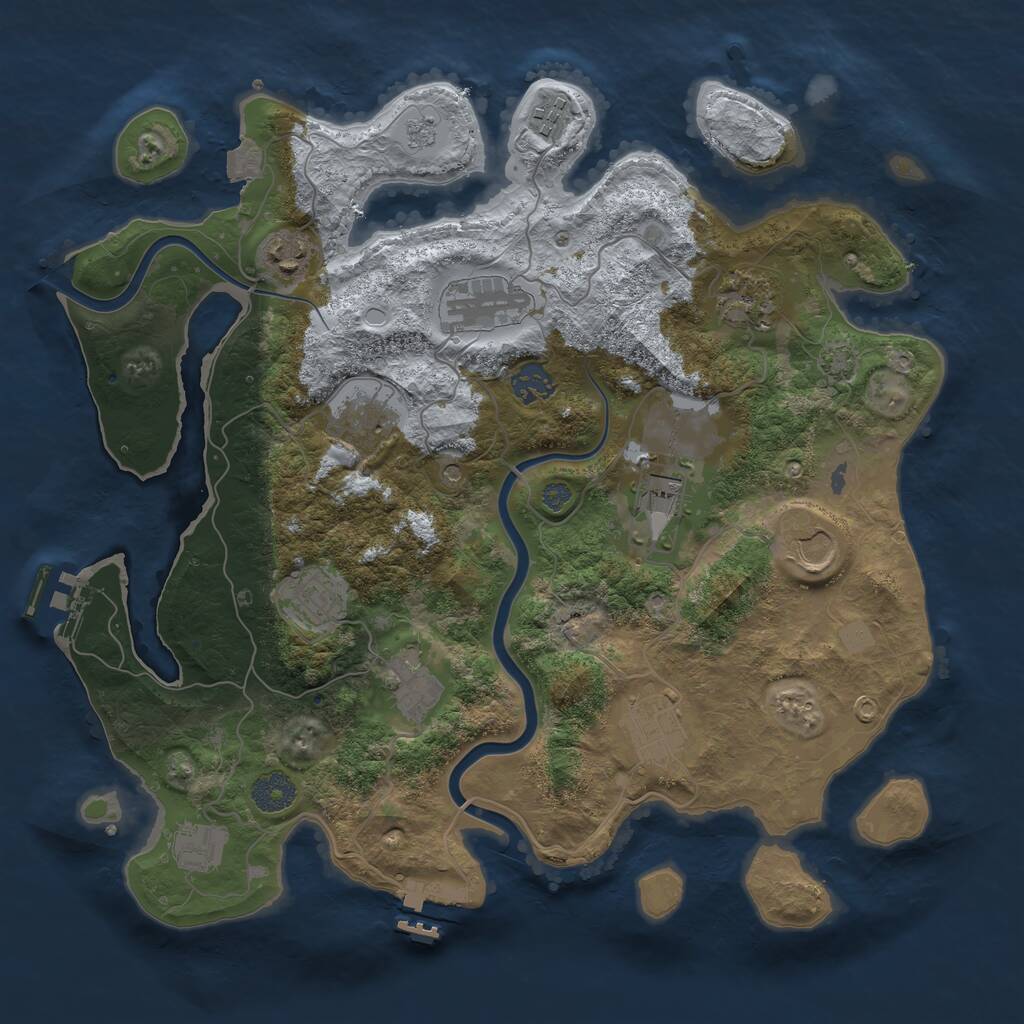 Rust Map: Procedural Map, Size: 3700, Seed: 285587316, 19 Monuments