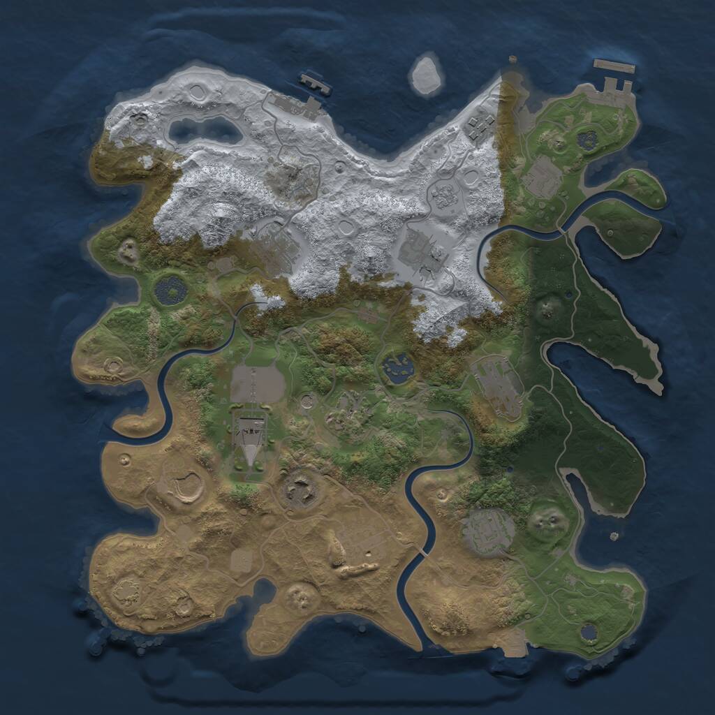 Rust Map: Procedural Map, Size: 3500, Seed: 295700, 19 Monuments