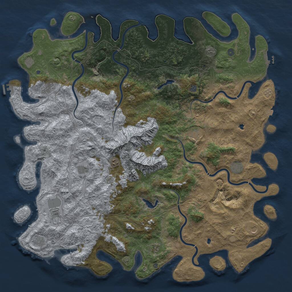 Rust Map: Procedural Map, Size: 6000, Seed: 48761, 19 Monuments