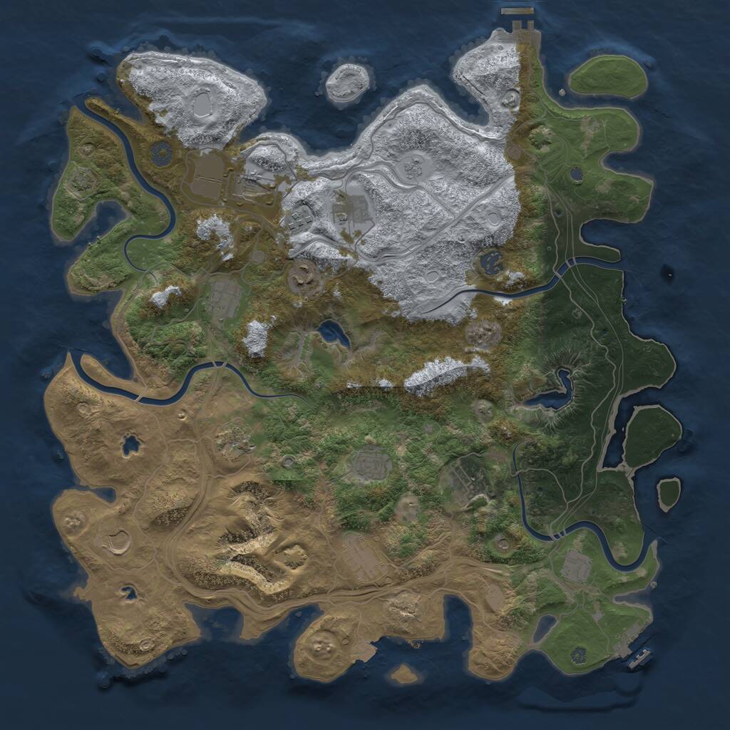Rust Map: Procedural Map, Size: 4500, Seed: 1020076338, 17 Monuments