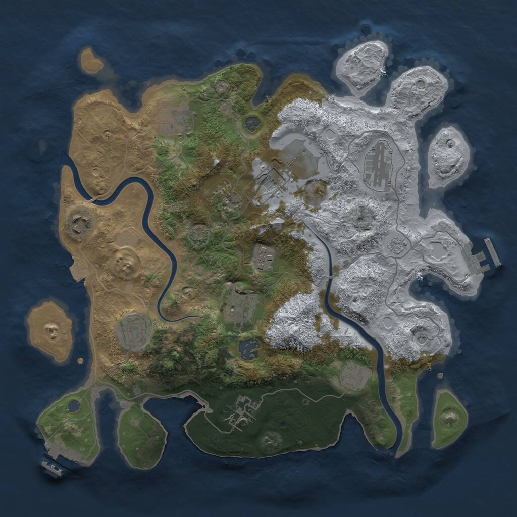 Rust Map: Procedural Map, Size: 3500, Seed: 2098066357, 16 Monuments