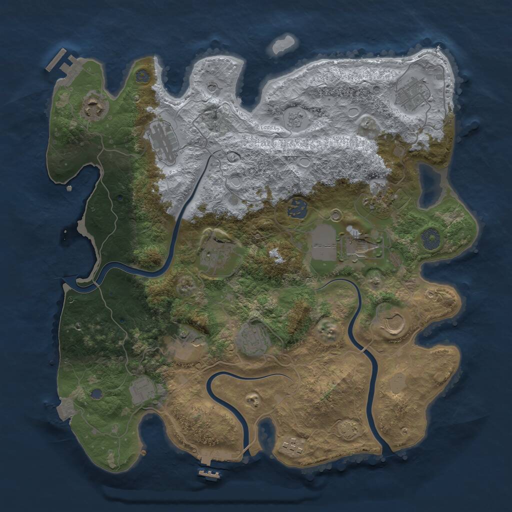 Rust Map: Procedural Map, Size: 3750, Seed: 2081786081, 19 Monuments