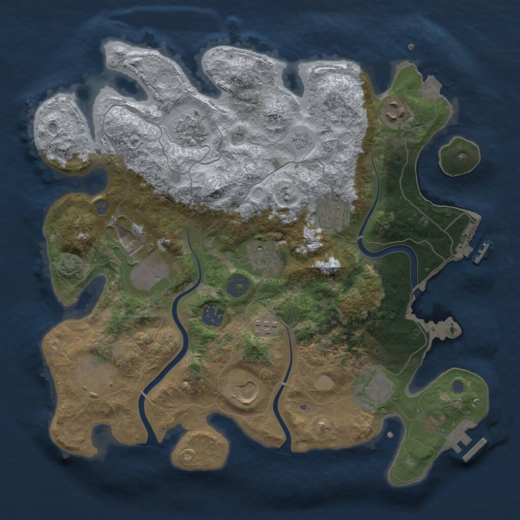 Rust Map: Procedural Map, Size: 3500, Seed: 1712222144, 17 Monuments
