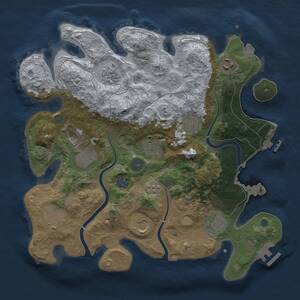 Thumbnail Rust Map: Procedural Map, Size: 3500, Seed: 1712222144, 17 Monuments
