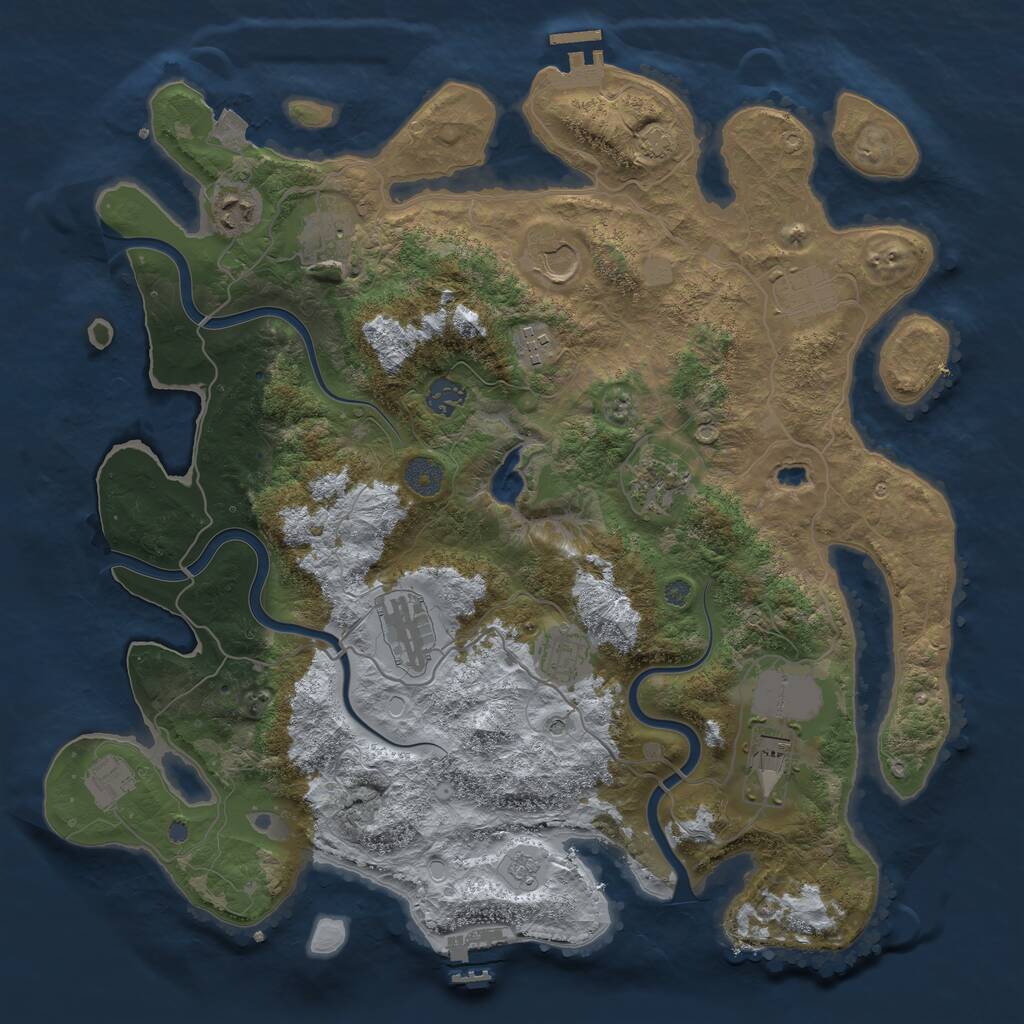 Rust Map: Procedural Map, Size: 4000, Seed: 1934469801, 18 Monuments