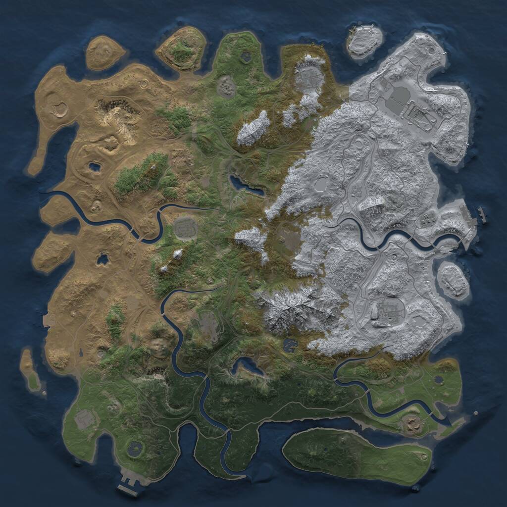 Rust Map: Procedural Map, Size: 5000, Seed: 183363231, 17 Monuments