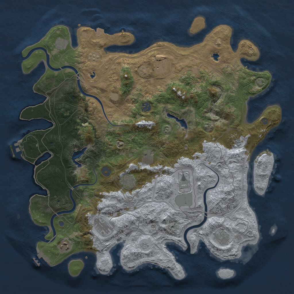 Rust Map: Procedural Map, Size: 4500, Seed: 1000800808, 16 Monuments