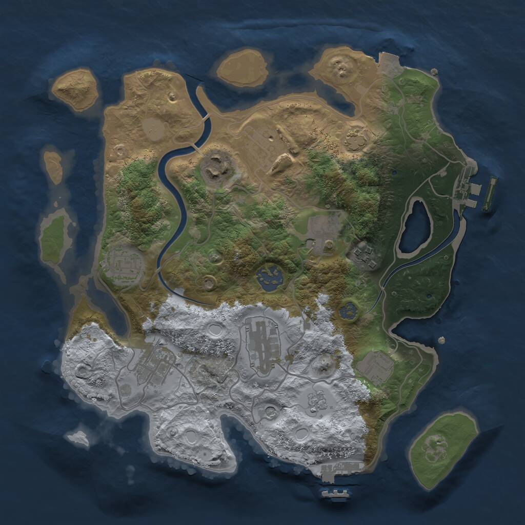 Rust Map: Procedural Map, Size: 3000, Seed: 457275952, 16 Monuments