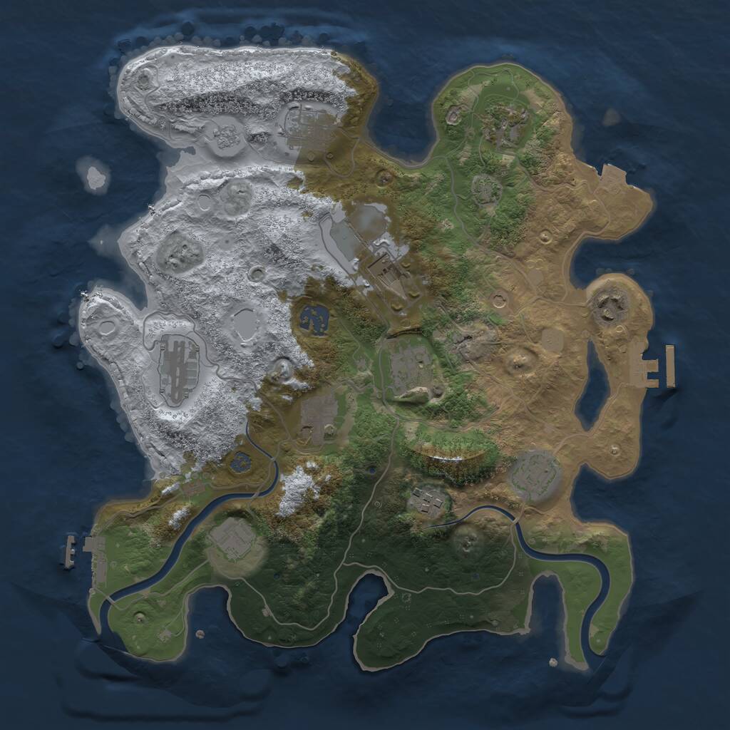 Rust Map: Procedural Map, Size: 3500, Seed: 579524545, 18 Monuments
