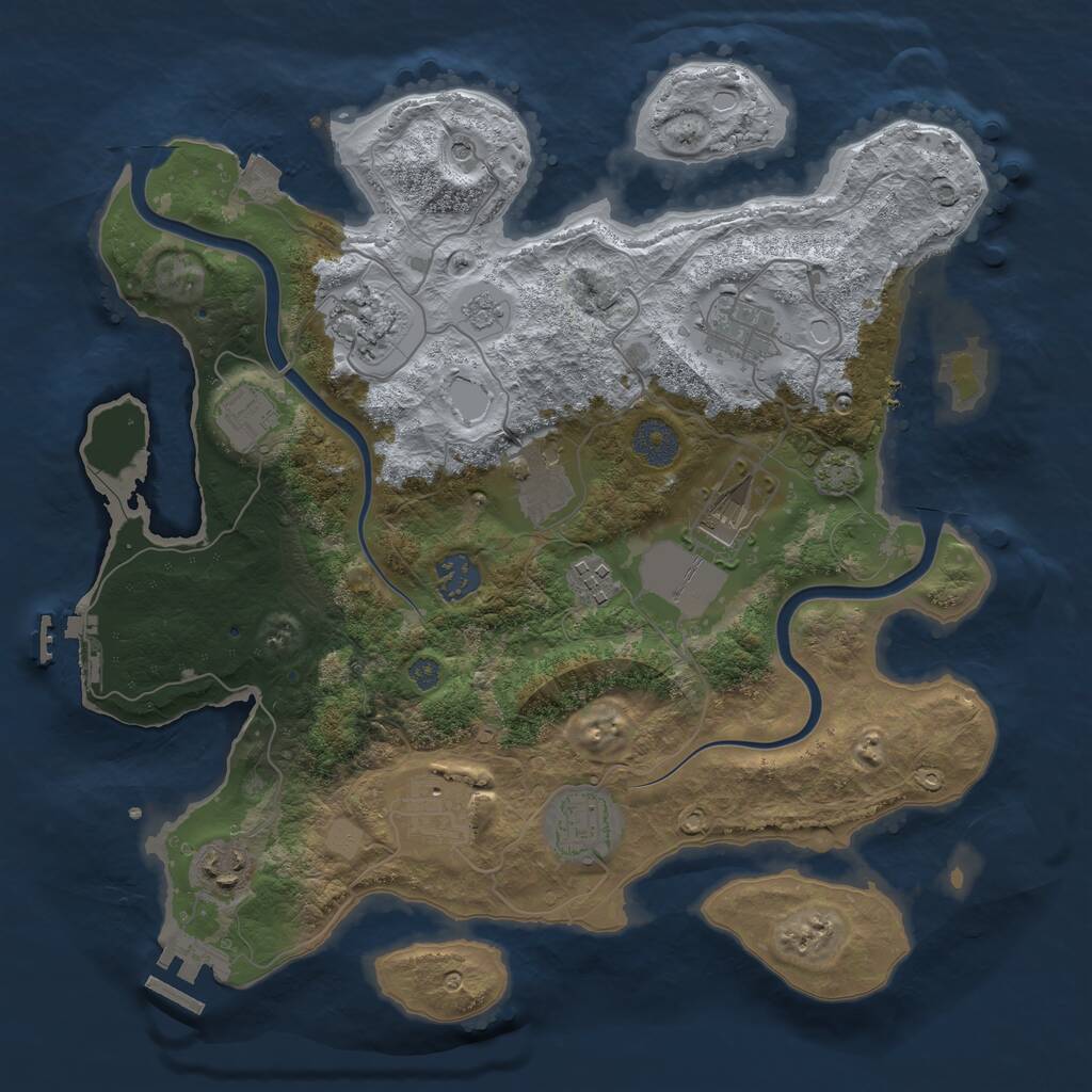 Rust Map: Procedural Map, Size: 3500, Seed: 5551235, 15 Monuments