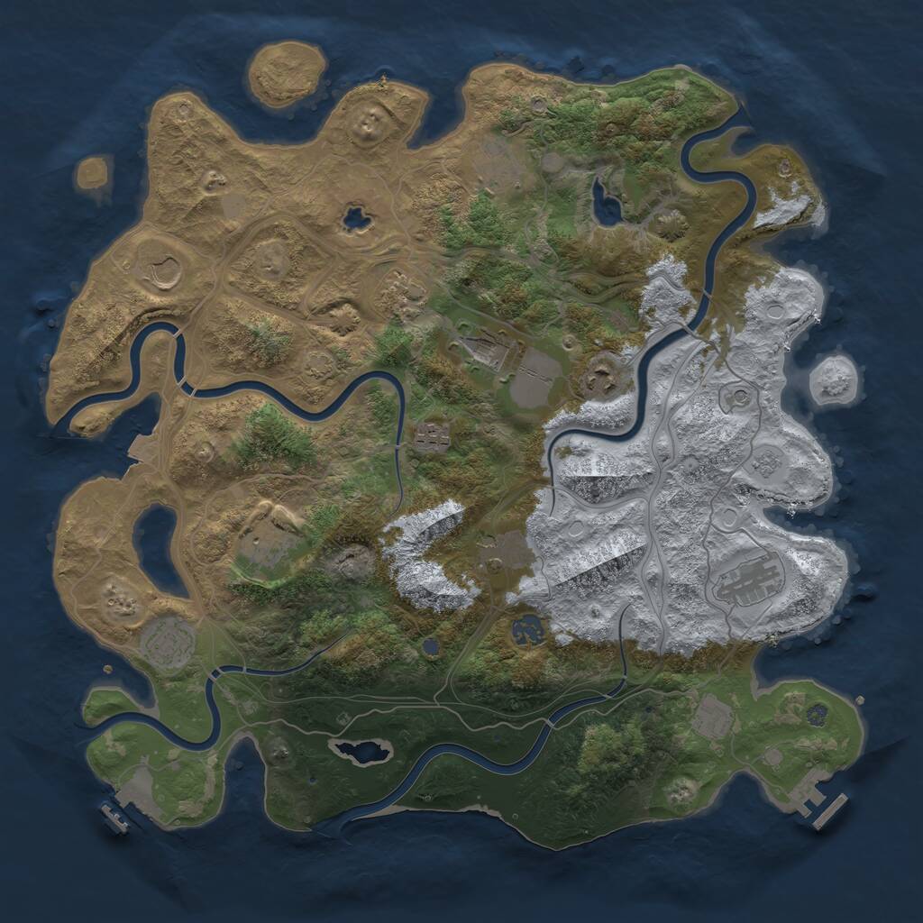 Rust Map: Procedural Map, Size: 4250, Seed: 477406466, 17 Monuments