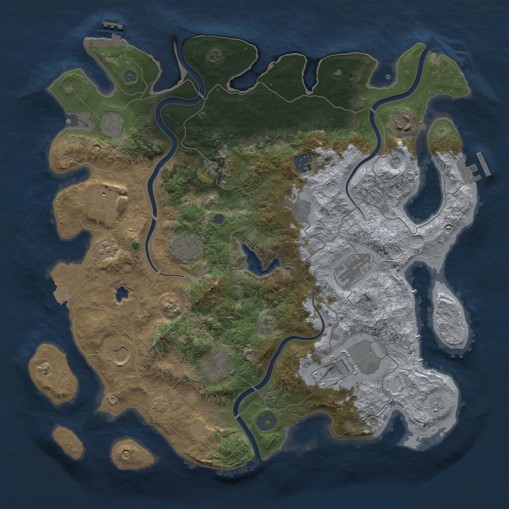 Rust Map: Procedural Map, Size: 4000, Seed: 1420248705, 17 Monuments