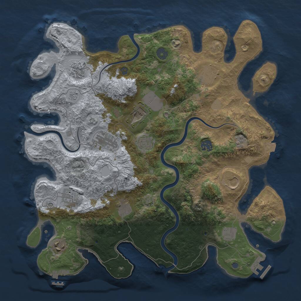 Rust Map: Procedural Map, Size: 3850, Seed: 881657, 19 Monuments
