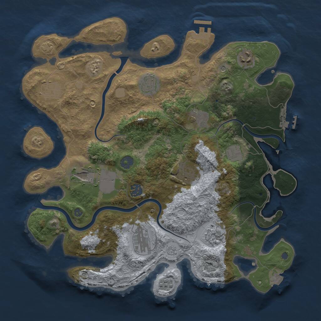 Rust Map: Procedural Map, Size: 3700, Seed: 2042267394, 18 Monuments