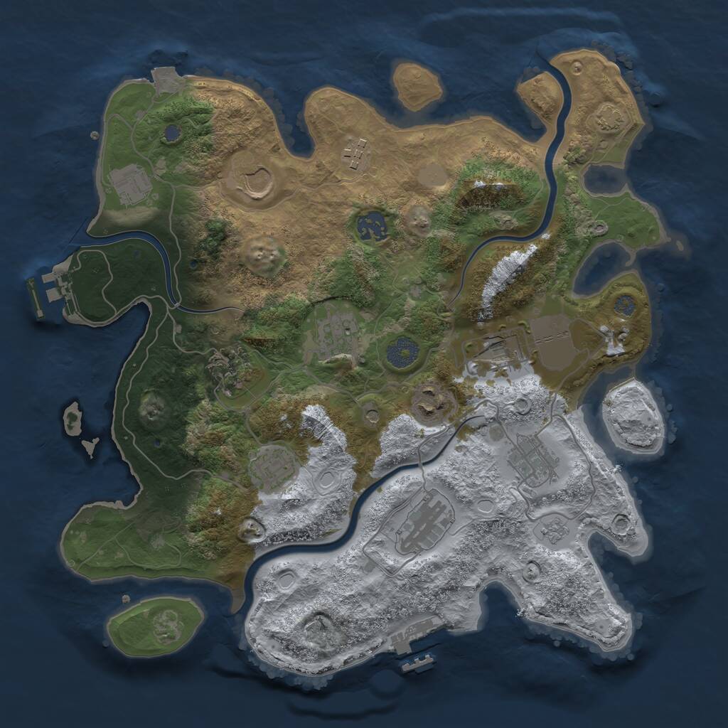 Rust Map: Procedural Map, Size: 3500, Seed: 1415337163, 18 Monuments