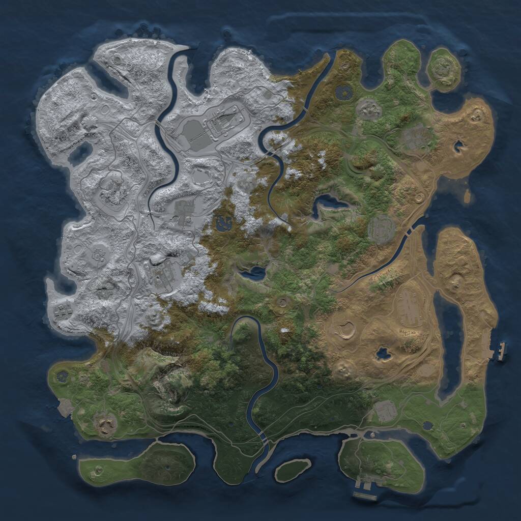 Rust Map: Procedural Map, Size: 4500, Seed: 2045827630, 17 Monuments