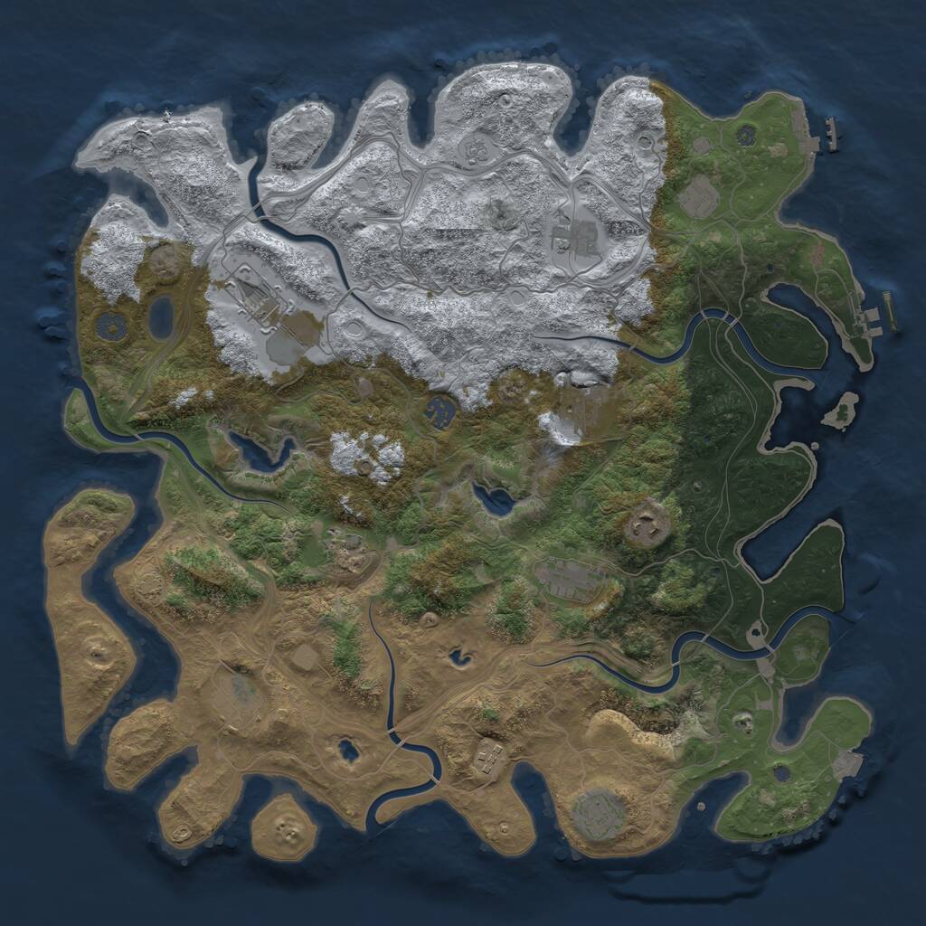 Rust Map: Procedural Map, Size: 4500, Seed: 1445681610, 16 Monuments