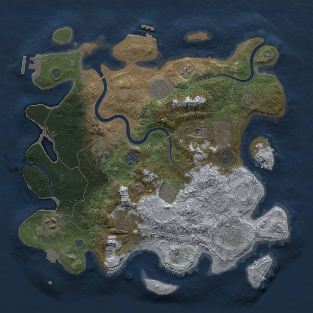 Rust Map: Procedural Map, Size: 3500, Seed: 1797836, 16 Monuments