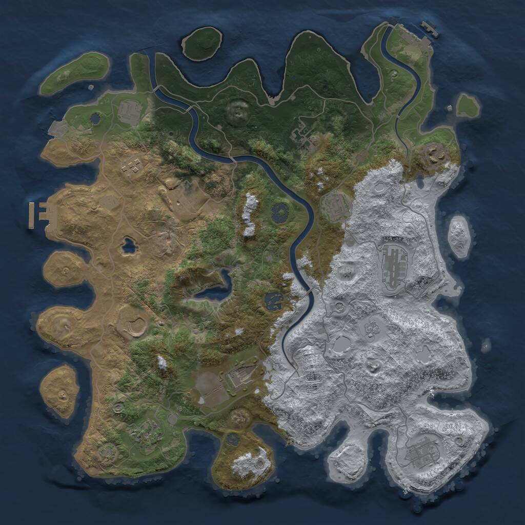 Rust Map: Procedural Map, Size: 4000, Seed: 1171323103, 19 Monuments