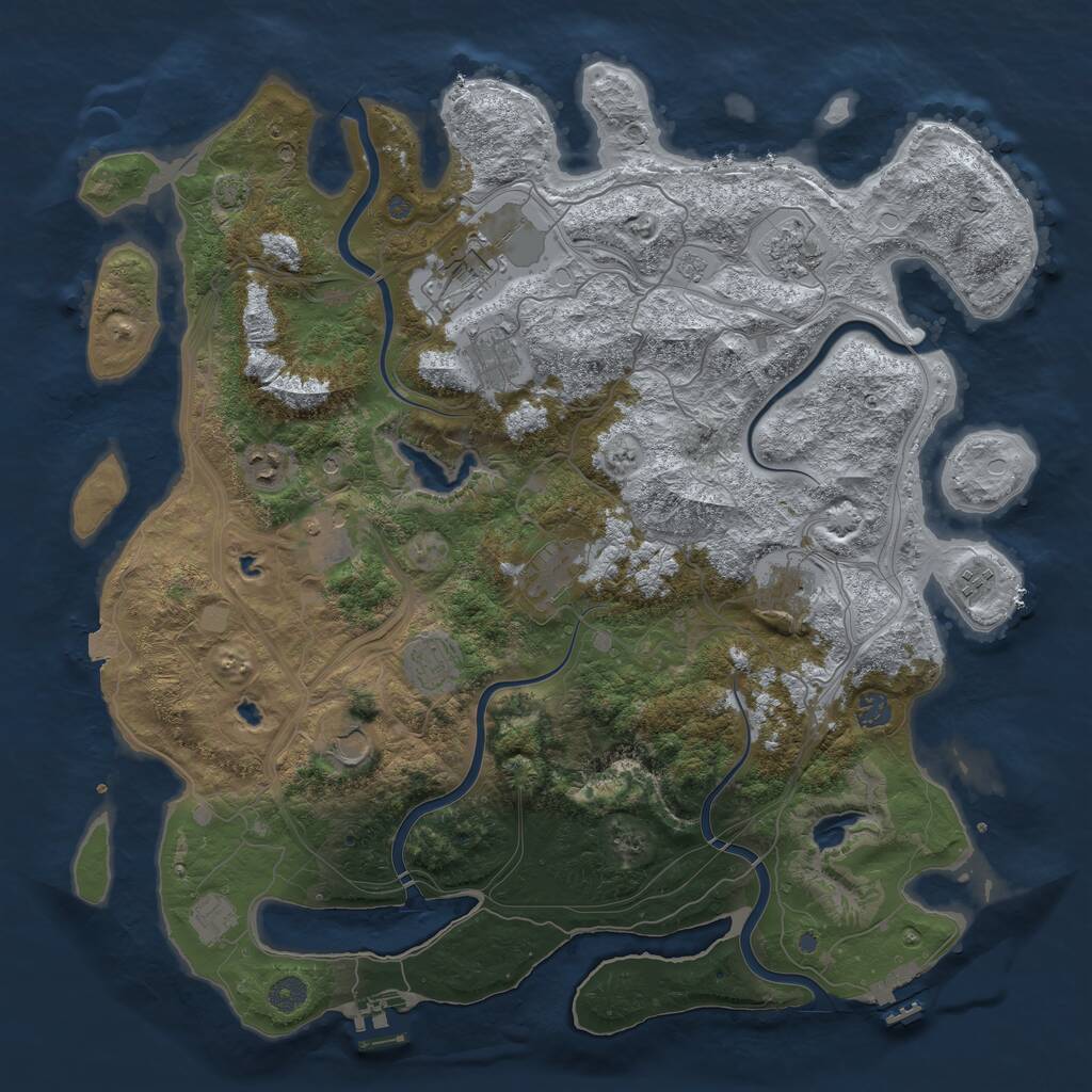 Rust Map: Procedural Map, Size: 4500, Seed: 1883130744, 17 Monuments