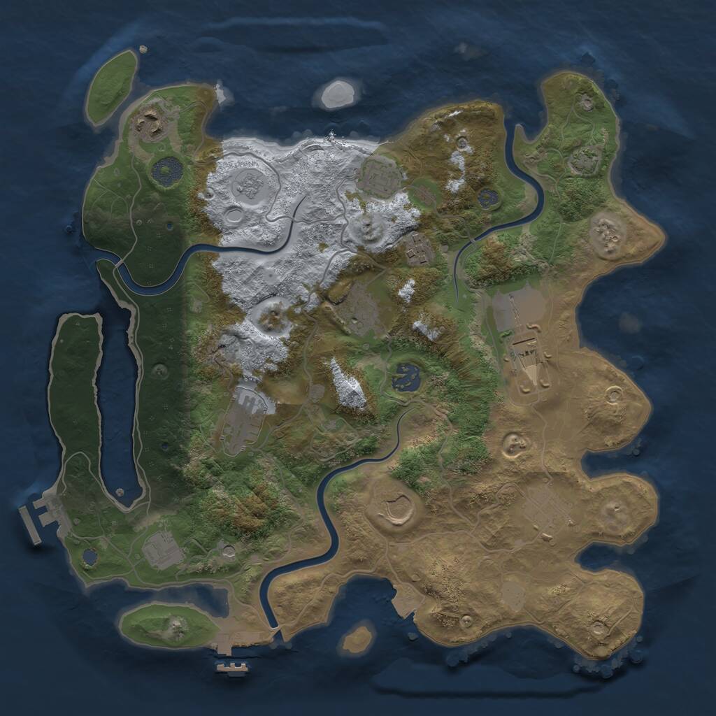 Rust Map: Procedural Map, Size: 3600, Seed: 746719189, 17 Monuments