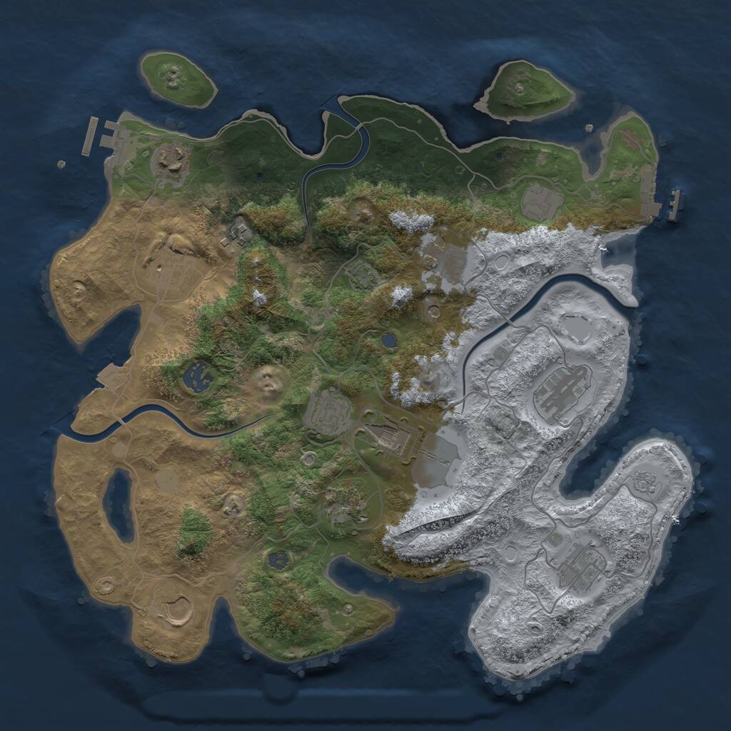 Rust Map: Procedural Map, Size: 3700, Seed: 585335201, 17 Monuments