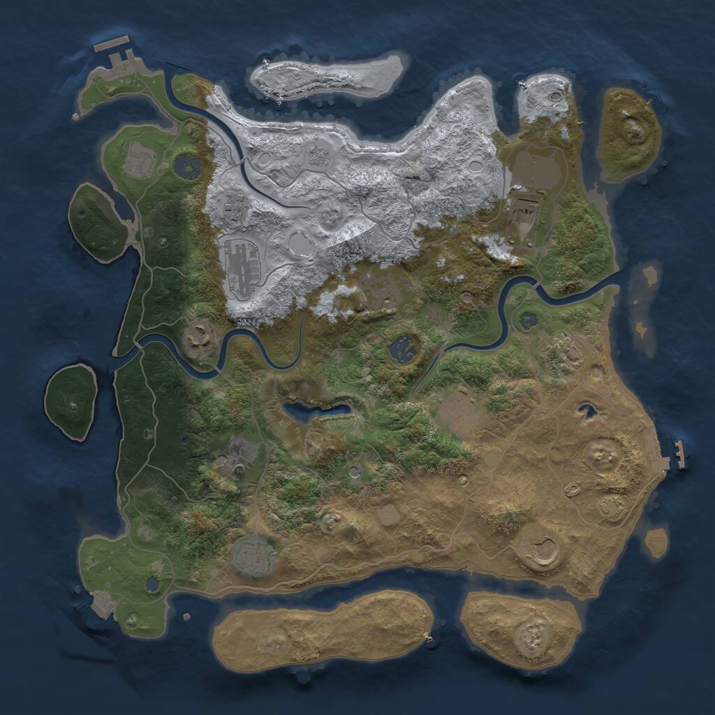Rust Map: Procedural Map, Size: 4000, Seed: 1380347505, 17 Monuments