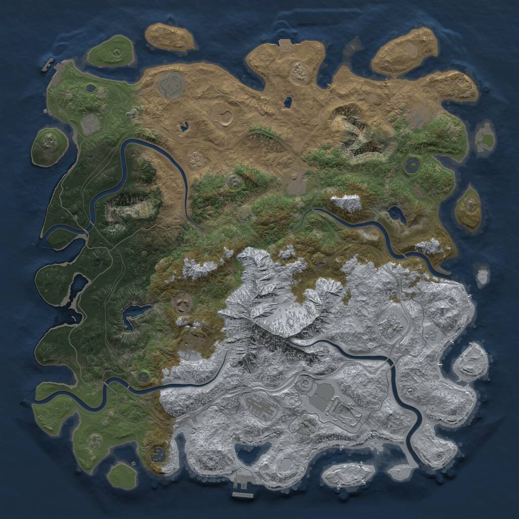 Rust Map: Procedural Map, Size: 5100, Seed: 327637702, 19 Monuments