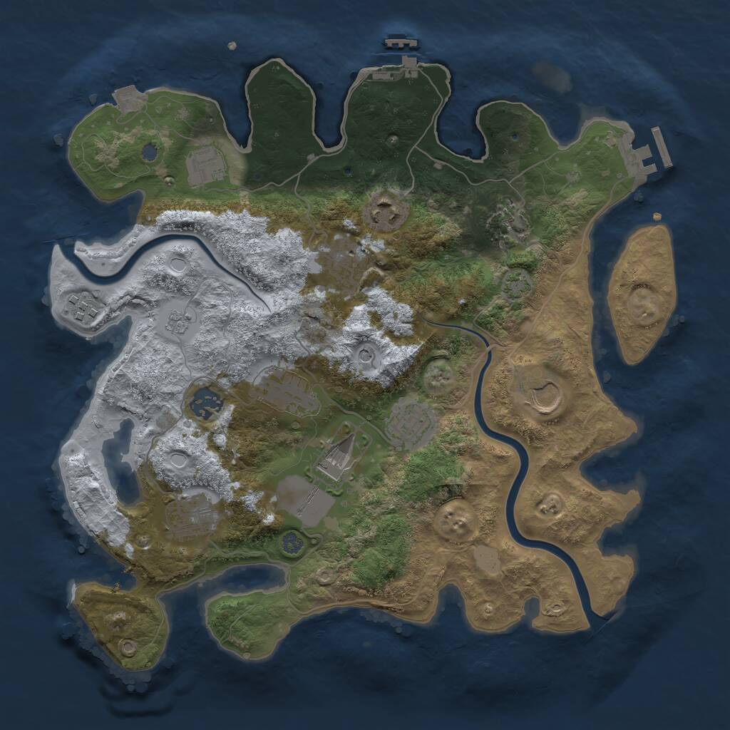 Rust Map: Procedural Map, Size: 3500, Seed: 539490430, 18 Monuments