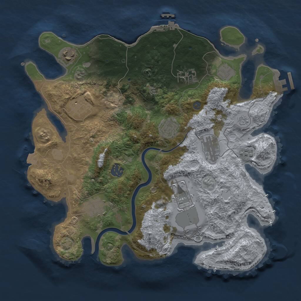 Rust Map: Procedural Map, Size: 3500, Seed: 575110, 17 Monuments