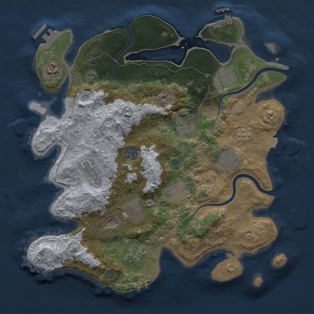Rust Map: Procedural Map, Size: 3500, Seed: 84398217, 17 Monuments