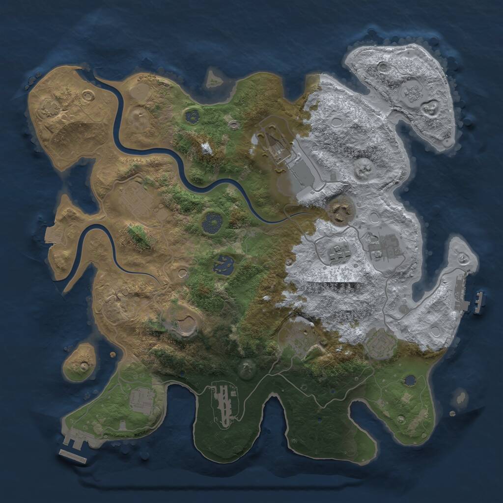 Rust Map: Procedural Map, Size: 3600, Seed: 605012931, 18 Monuments