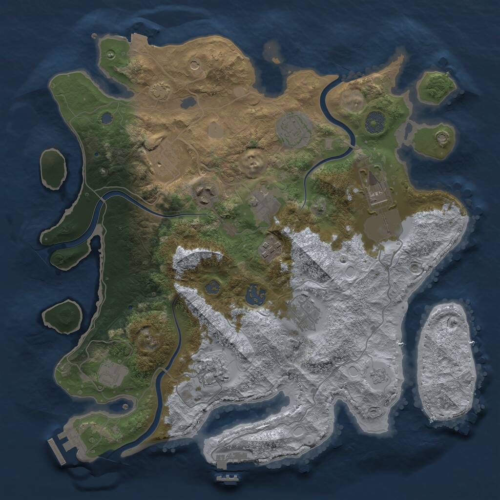Rust Map: Procedural Map, Size: 3500, Seed: 12643, 17 Monuments