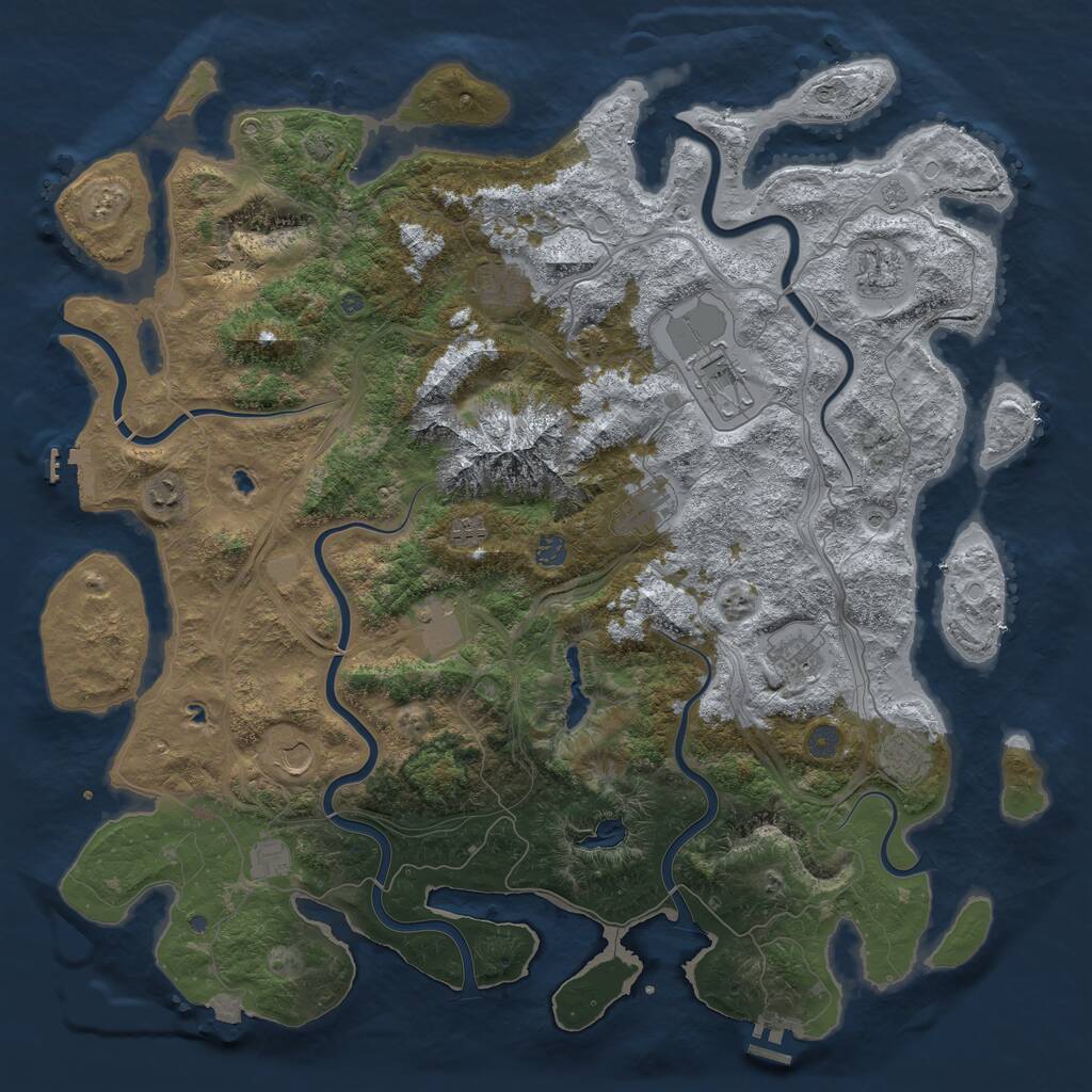 Rust Map: Procedural Map, Size: 5000, Seed: 1690317947, 19 Monuments