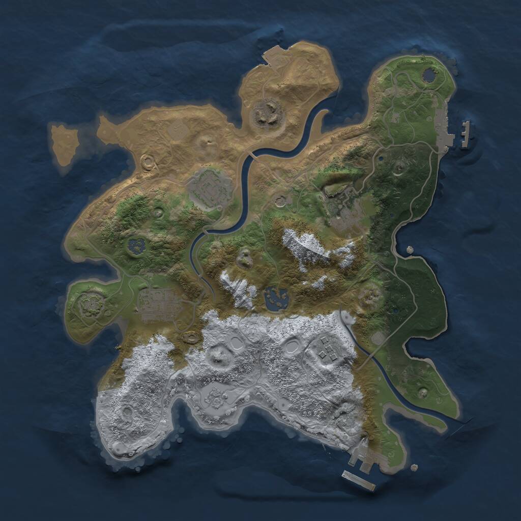 Rust Map: Procedural Map, Size: 3000, Seed: 1288232542, 12 Monuments