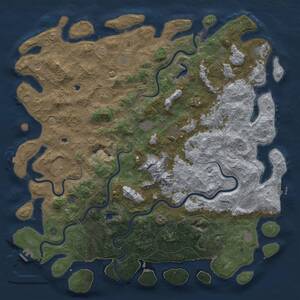 Thumbnail Rust Map: Procedural Map, Size: 6000, Seed: 1093243989, 19 Monuments