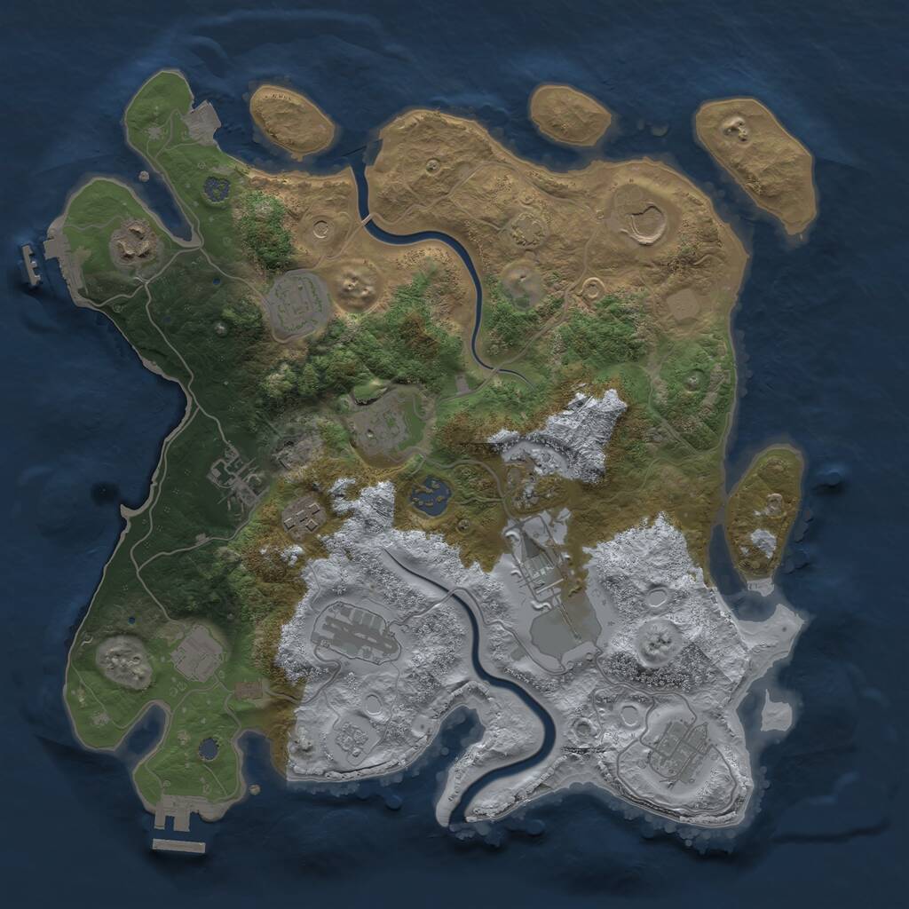 Rust Map: Procedural Map, Size: 3500, Seed: 1138220896, 19 Monuments